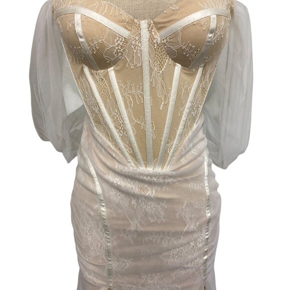 Miss Circle XS Sheer Lace Corset Dress With Detachable Sleeves - Picture 4 of 15